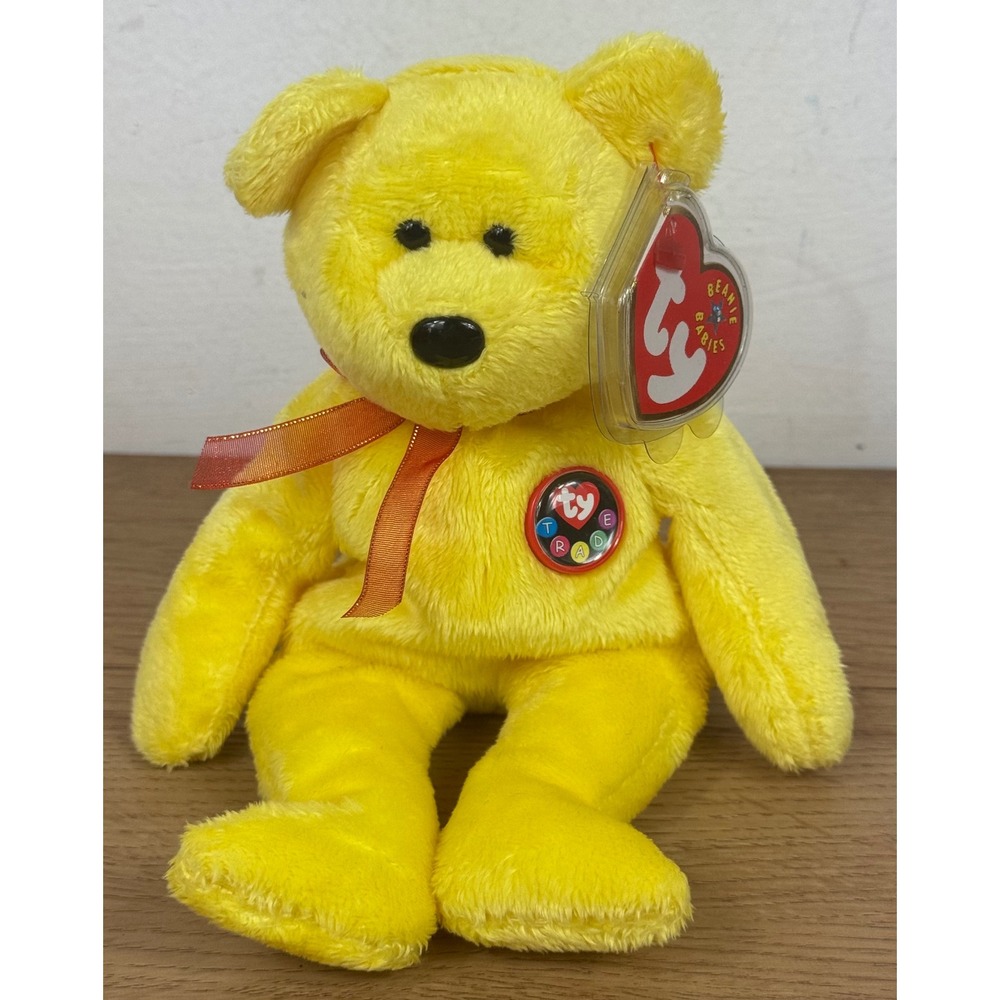 Ty Beanie Babies Tradee Bear Yellow 2000 Retired Plush Toy